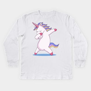 Dabbing Unicorn Kids Long Sleeve T-Shirt